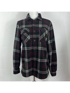 Boston Traders Plaid Polar Fleece Shirt Jacket Shacket  Button Down Cozy Size M